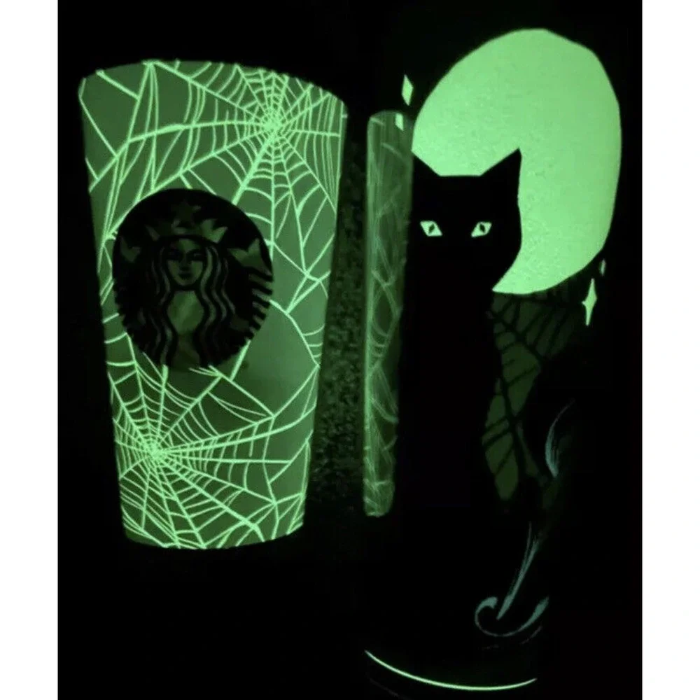 2021‎ STARBUCKS HALLOWEEN 3 CUP BUNDLE! Glow In The Dark Spiderweb and Black Cat
